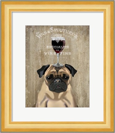 Framed Dog Au Vin, Pug Print