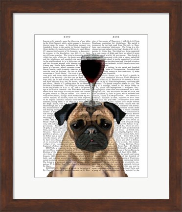 Framed Dog Au Vin, Pug Print