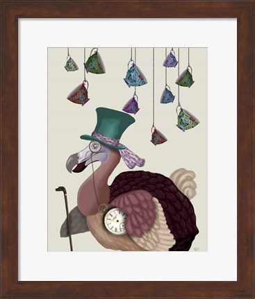 Framed Dodo with Hanging Teacups Print