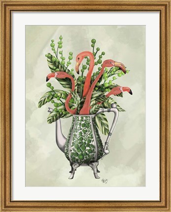 Framed Vase Of Flamingos Print