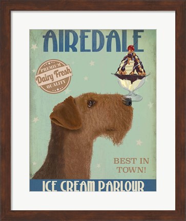 Framed Airedale Ice Cream Print