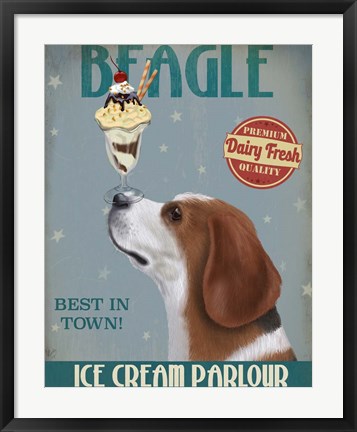 Framed Beagle Ice Cream Print