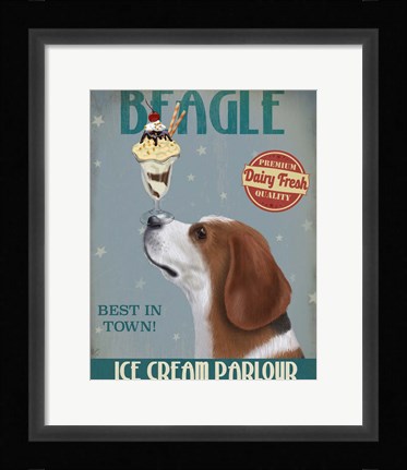 Framed Beagle Ice Cream Print
