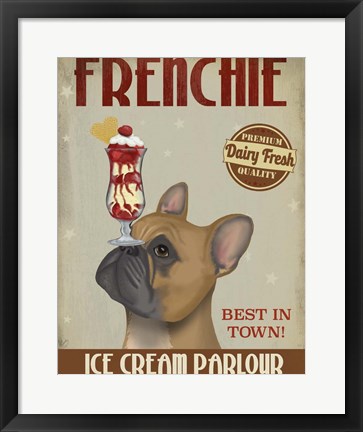 Framed French Bulldog Ice Cream Print