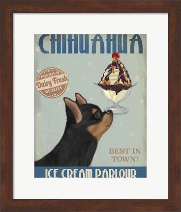 Framed Chihuahua, Black and Ginger, Ice Cream Print