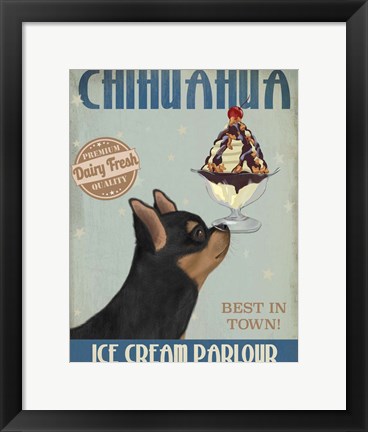 Framed Chihuahua, Black and Ginger, Ice Cream Print