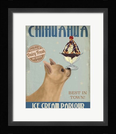 Framed Chihuahua, Fawn, Ice Cream Print