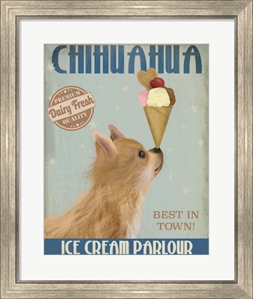 Framed Chihuahua, Long Haired, Ice Cream Print