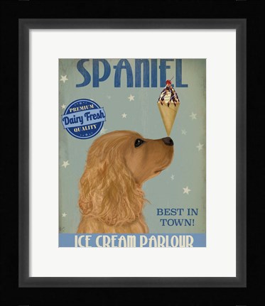 Framed Cocker Spaniel, Golden, Ice Cream Print