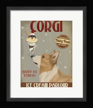 Framed Corgi, Tan, Ice Cream Print
