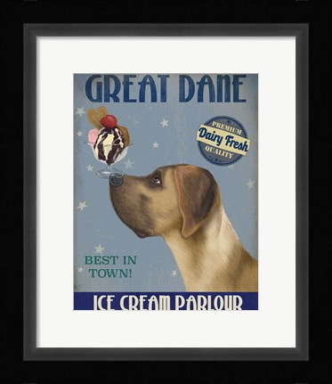 Framed Great Dane, Tan, Ice Cream Print