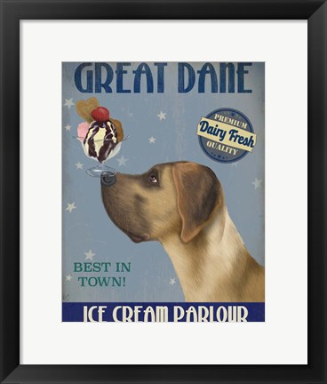 Framed Great Dane, Tan, Ice Cream Print