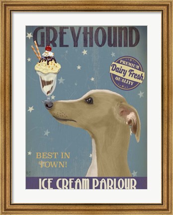 Framed Greyhound, Tan, Ice Cream Print