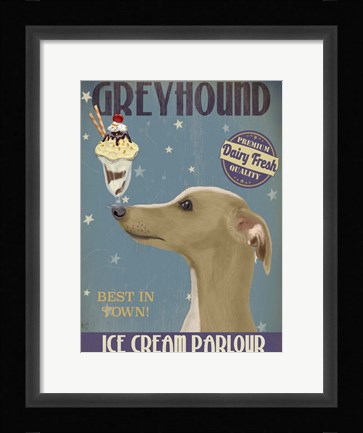 Framed Greyhound, Tan, Ice Cream Print