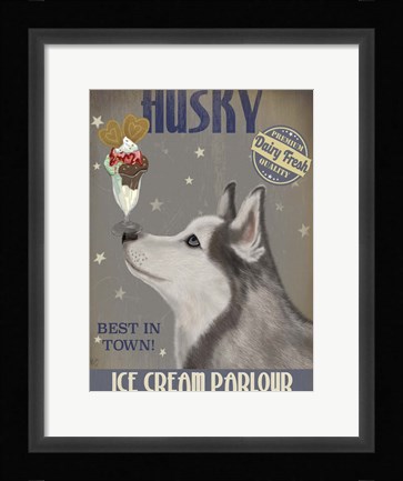 Framed Husky Ice Cream Print