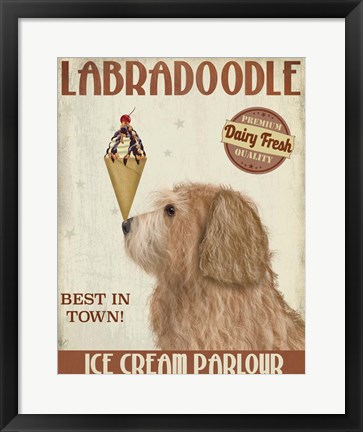 Framed Labradoodle, Golden, Ice Cream Print