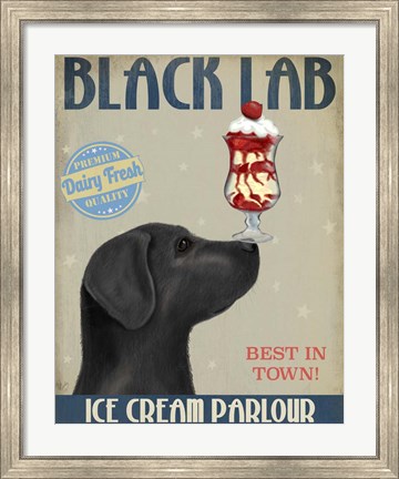 Framed Black Labrador Ice Cream Print
