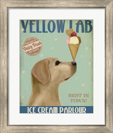 Framed Yellow Labrador Ice Cream Print