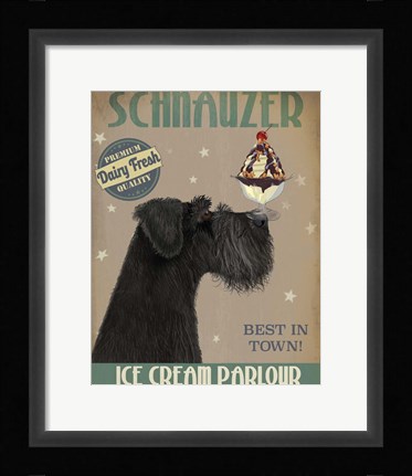Framed Schnauzer, Black, Ice Cream Print