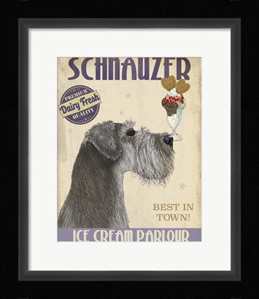 Framed Schnauzer, Grey, Ice Cream Print