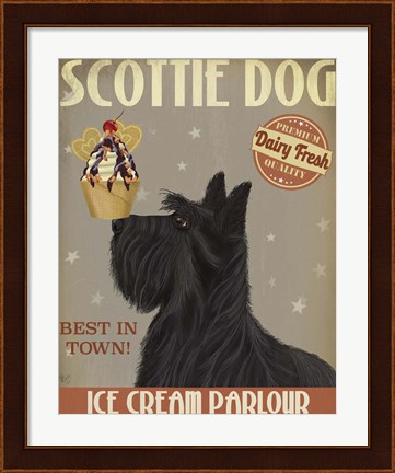 Framed Scottish Terrier Ice Cream Print