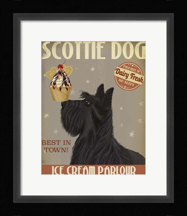Framed Scottish Terrier Ice Cream Print