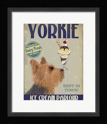Framed Yorkshire Terrier Ice Cream Print