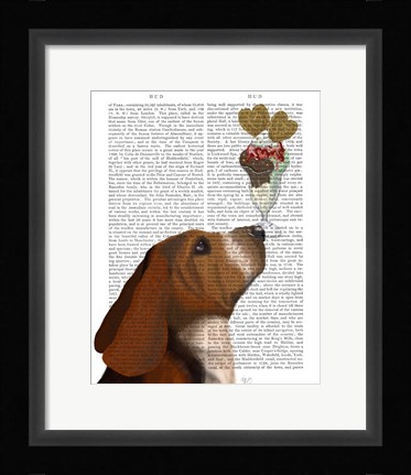 Framed Basset Hound Ice Cream Print