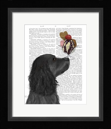 Framed Cocker Spaniel, Black, Ice Cream Print