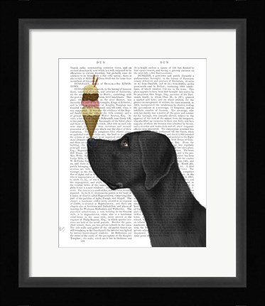 Framed Great Dane, Black, Ice Cream Print