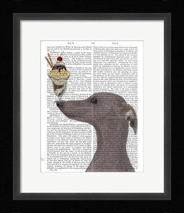 Framed Greyhound, Grey, Ice Cream Print