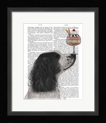 Framed Springer Spaniel, Black and White, Ice Cream Print