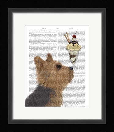 Framed Yorkshire Terrier Ice Cream Print