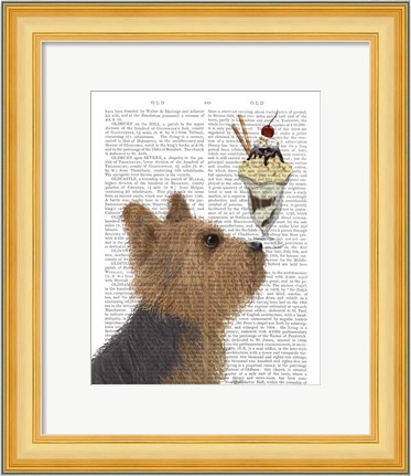 Framed Yorkshire Terrier Ice Cream Print