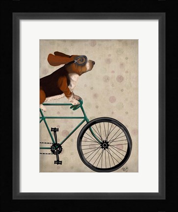 Framed Basset Hound on Bicycle Print