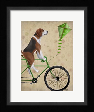 Framed Beagle on Bicycle Print