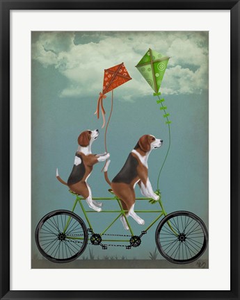 Framed Beagle Tandem Print