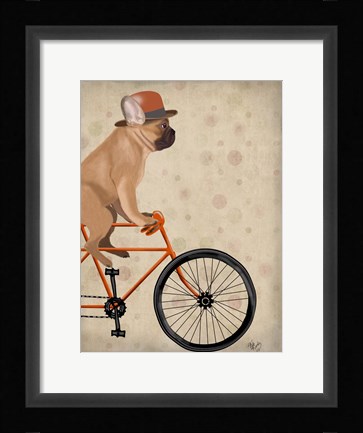 Framed French Bulldog on Bicycle Print