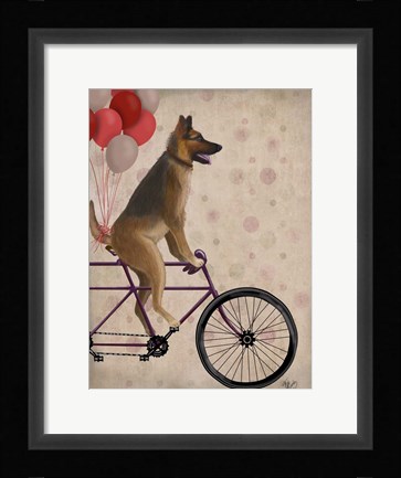 Framed German Shepherd on Bicycle Print
