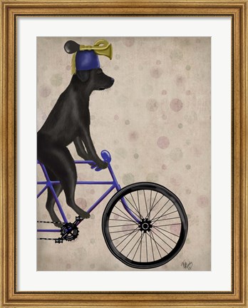 Framed Black Labrador on Bicycle Print
