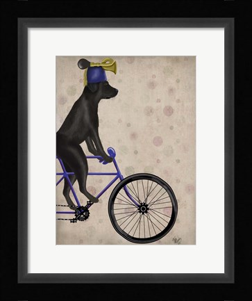 Framed Black Labrador on Bicycle Print
