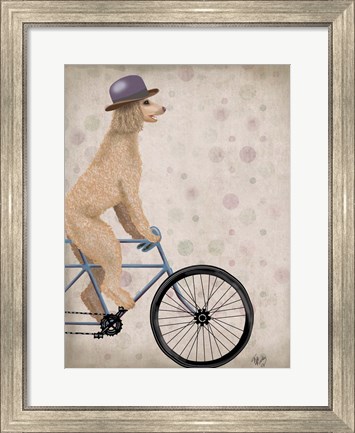 Framed Poodle on Bicycle, Cream Print
