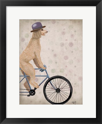 Framed Poodle on Bicycle, Cream Print