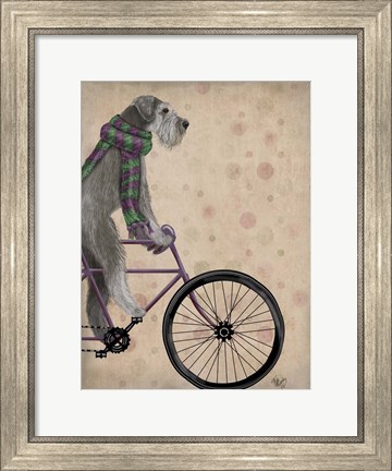 Framed Schnauzer on Bicycle, Grey Print