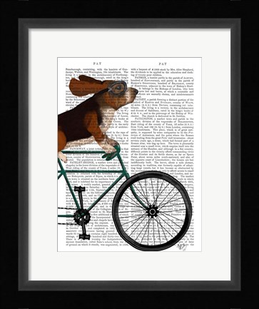 Framed Basset Hound on Bicycle Print