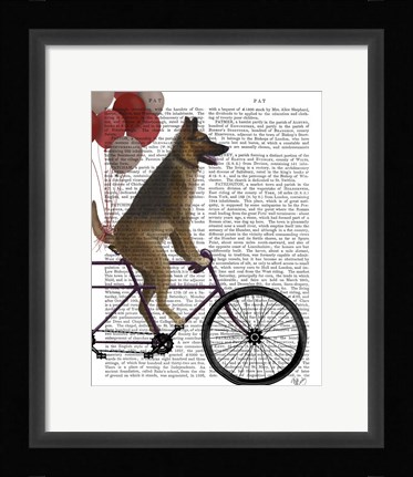 Framed German Shepherd on Bicycle Print