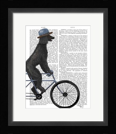 Framed Poodle on Bicycle, Black Print