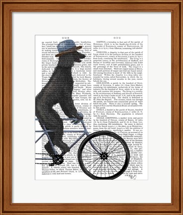 Framed Poodle on Bicycle, Black Print