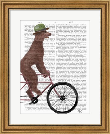 Framed Poodle on Bicycle, Brown Print