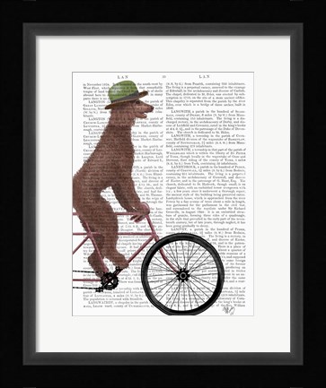 Framed Poodle on Bicycle, Brown Print